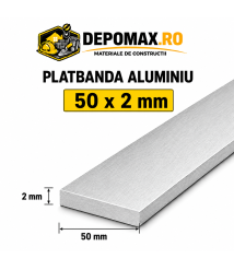 Platbanda aluminiu 50 x 2 mm, 6 metri (EN-AW 6060) Platbanda aluminiu 50 x 2 mm, 6 metri (EN-AW 6060)